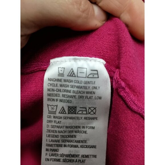 Susan Graver Womens Sweater Size 1X Hot Pink Cold Shoulder Mock Neck Keyhole - Picture 4 of 8